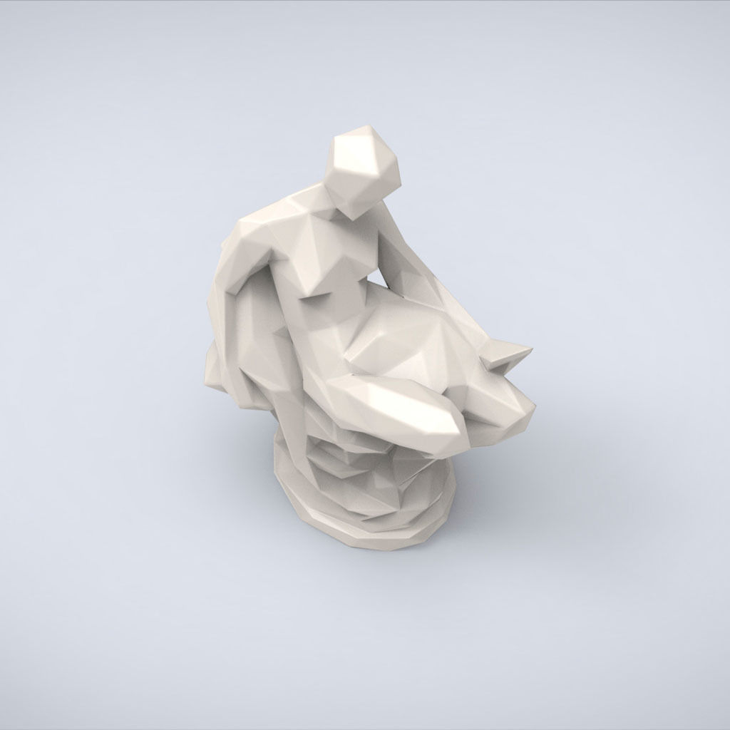Printable Memory Statue Lowpoly Style 3D print model_5