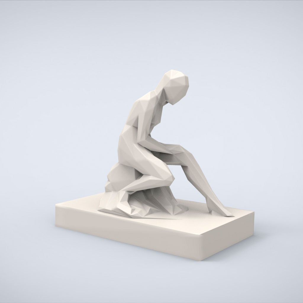 Printable Bather Lowpoly Style 3D print model_1