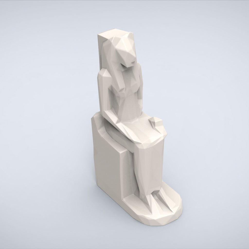 Printable Sekhmet Lowpoly Style 3D print model_4