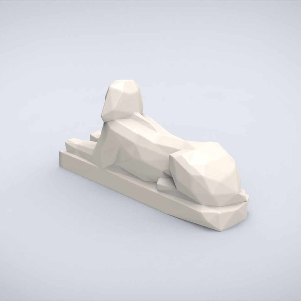 Printable Sphynx of Hatshepsut Lowpoly Style 3D print model_3