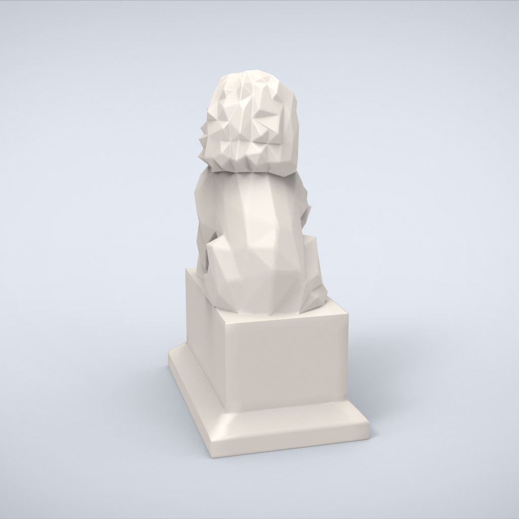Printable Chinese Guardian Lowpoly Style 3D print model_5