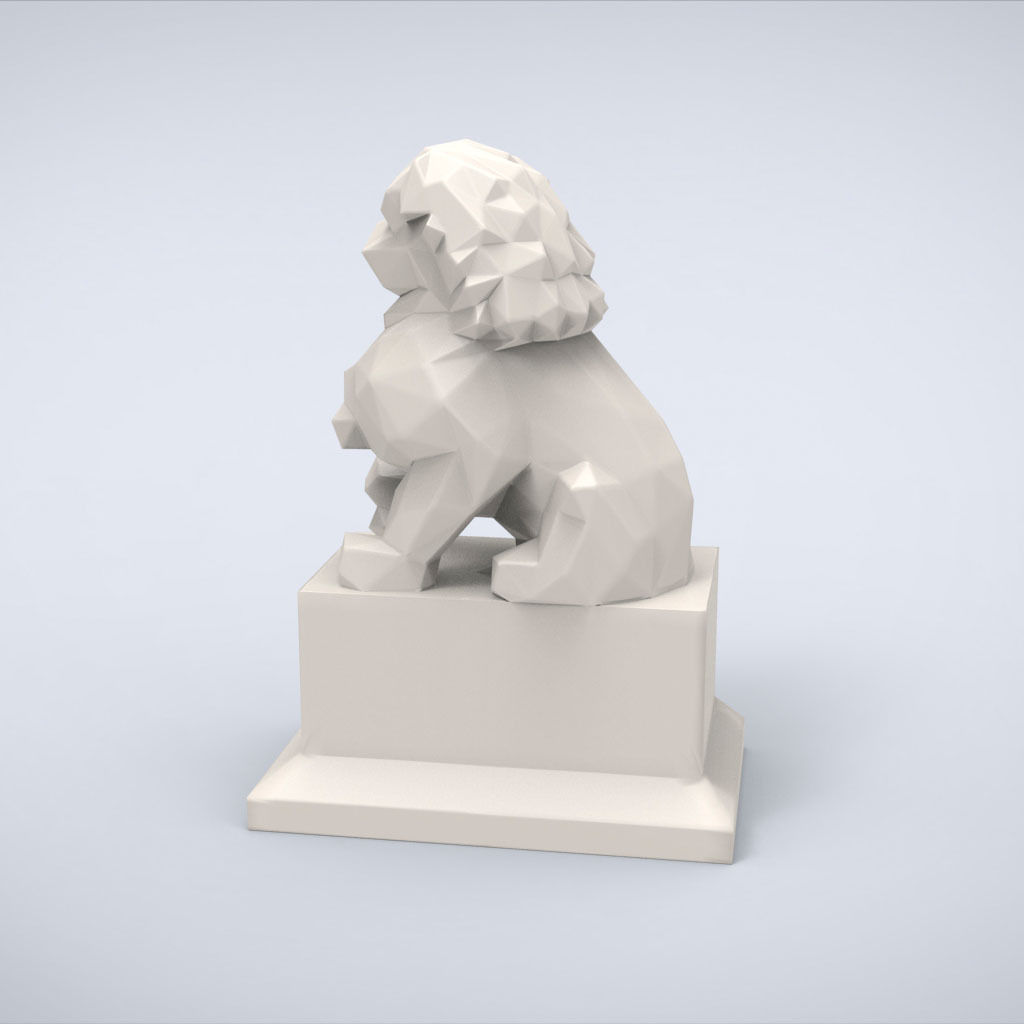 Printable Chinese Guardian Lowpoly Style 3D print model_3