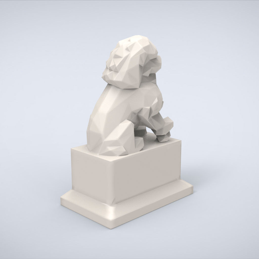Printable Chinese Guardian Lowpoly Style 3D print model_4
