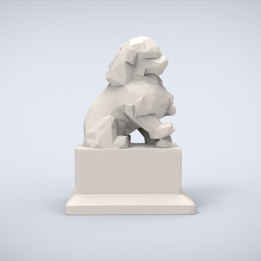 Printable Chinese Guardian Lowpoly Style 3D print model_2