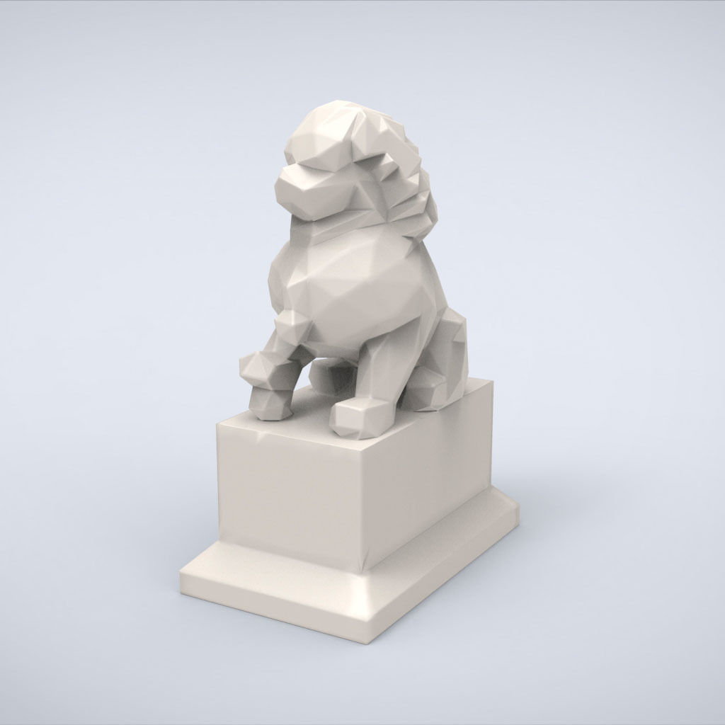 Printable Chinese Guardian Lowpoly Style 3D print model_1
