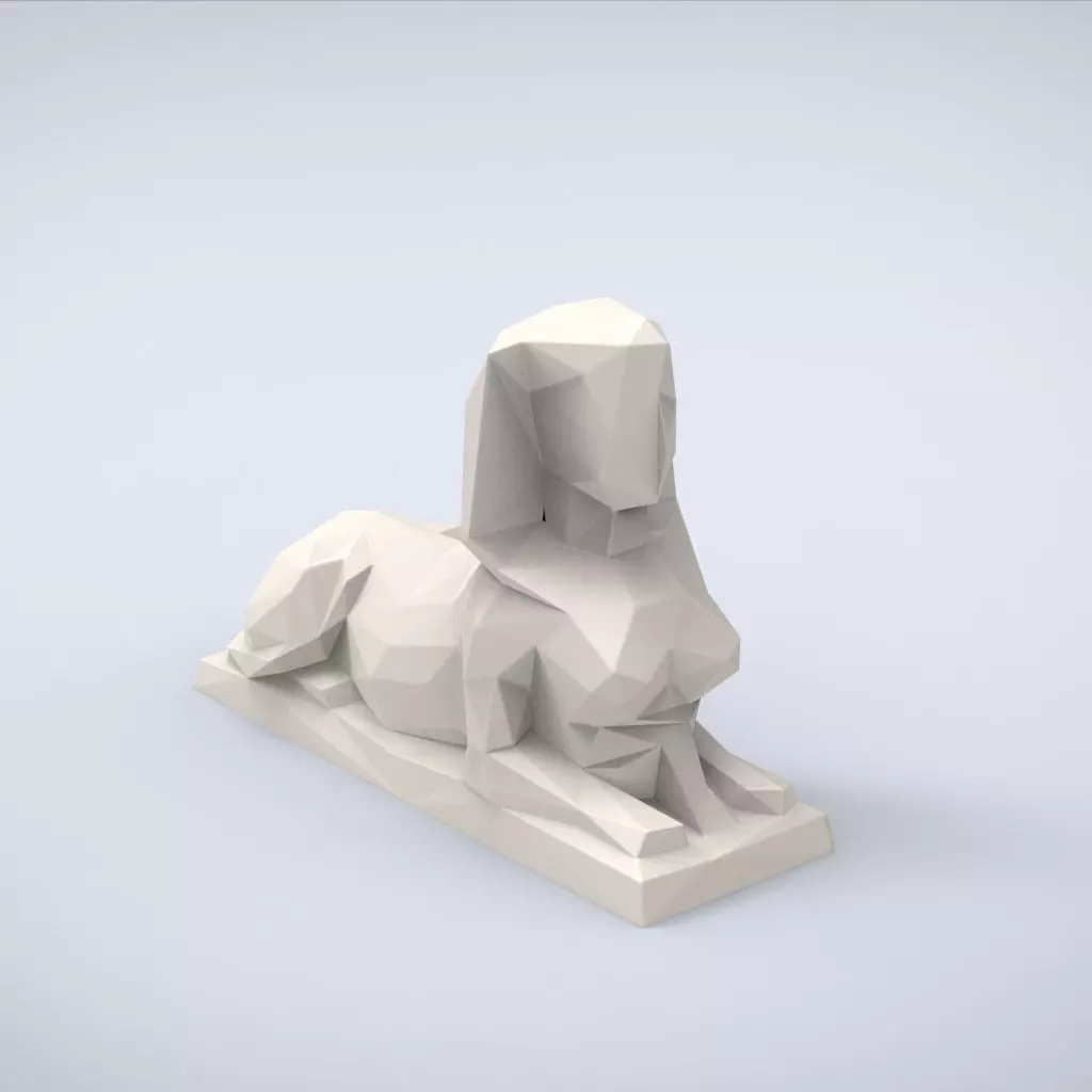 Printable Female Sphynx Lowpoly Style 3D print model_0