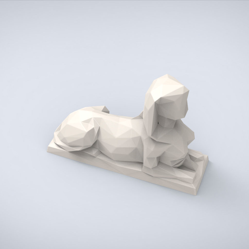 Printable Female Sphynx Lowpoly Style 3D print model_5