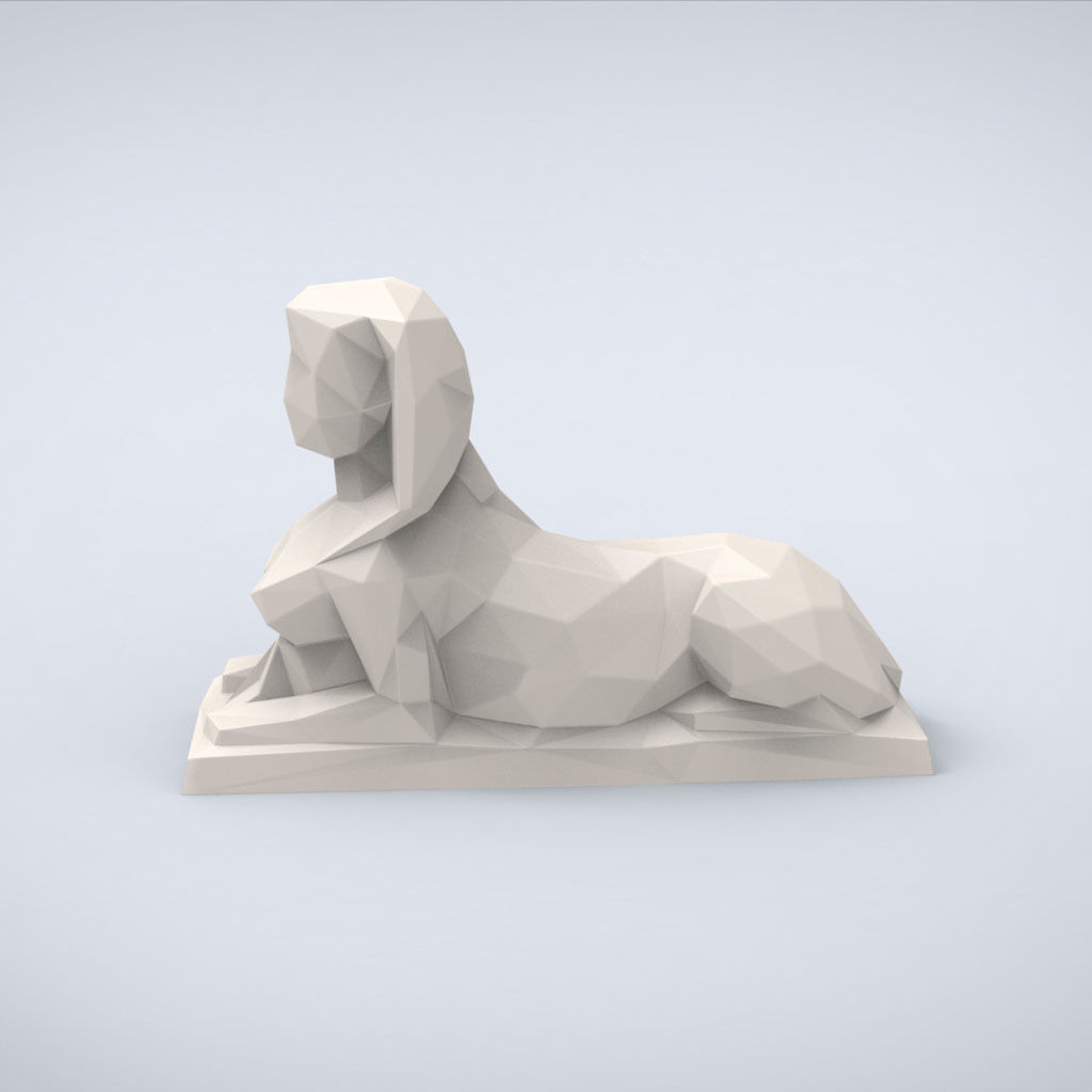 Printable Female Sphynx Lowpoly Style 3D print model_3
