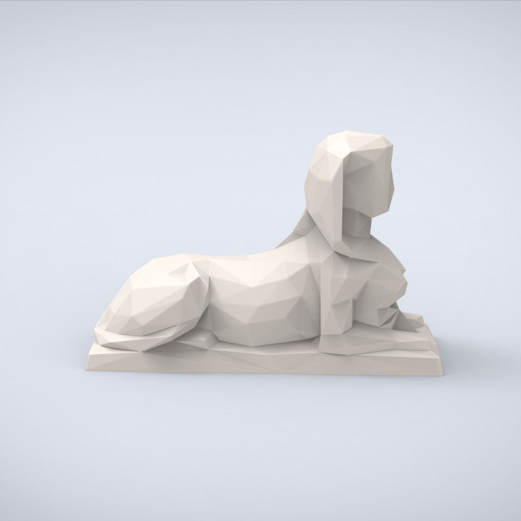 Printable Female Sphynx Lowpoly Style 3D print model_2