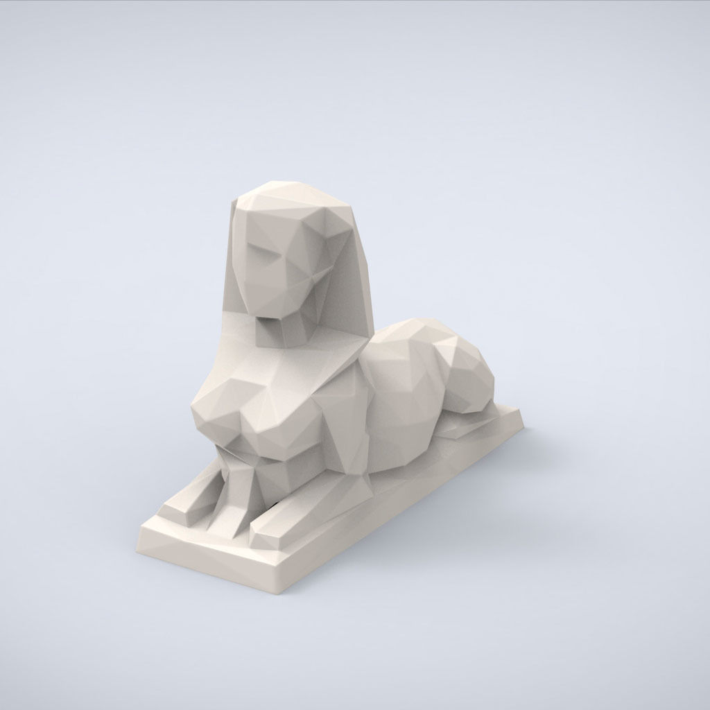 Printable Female Sphynx Lowpoly Style 3D print model_1