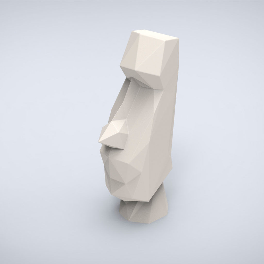 Printable Moai Head Lowpoly Style 3D print model_3