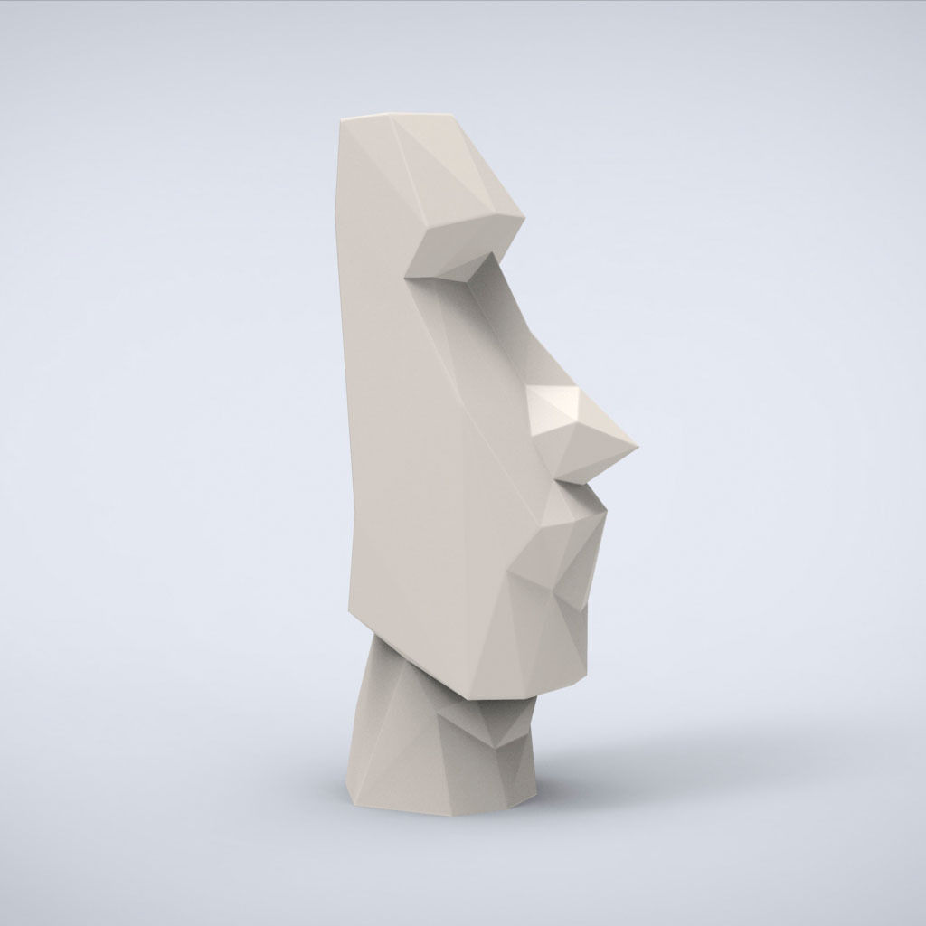 Printable Moai Head Lowpoly Style 3D print model_2