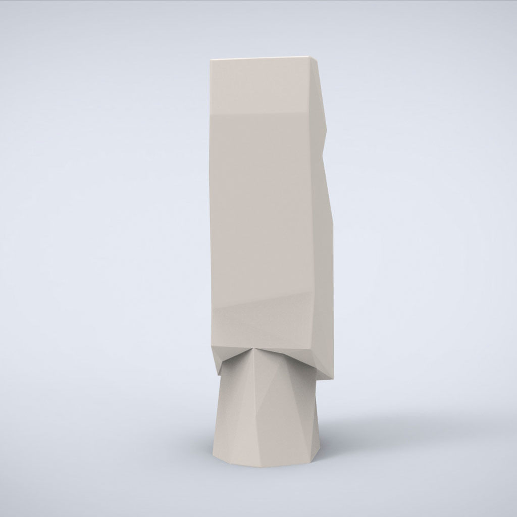 Printable Moai Head Lowpoly Style 3D print model_4