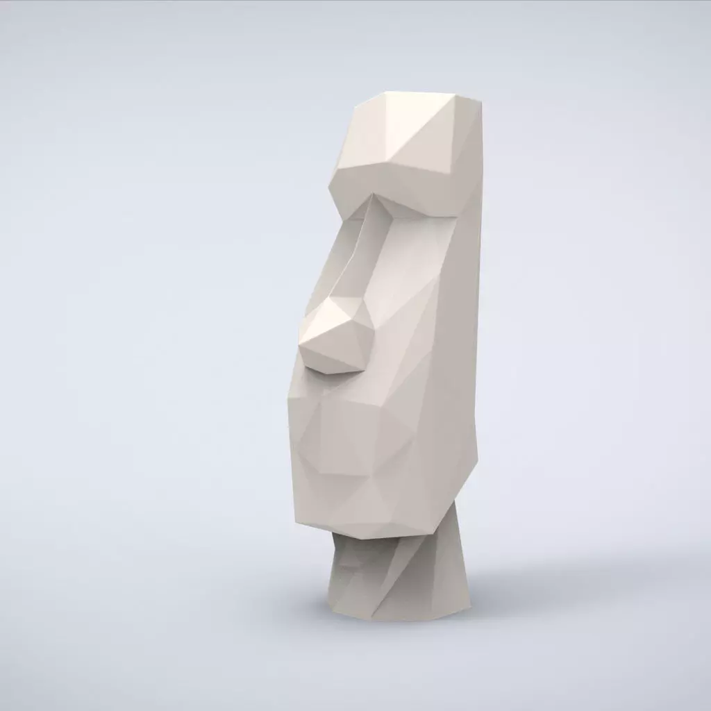 Printable Moai Head Lowpoly Style 3D print model_0