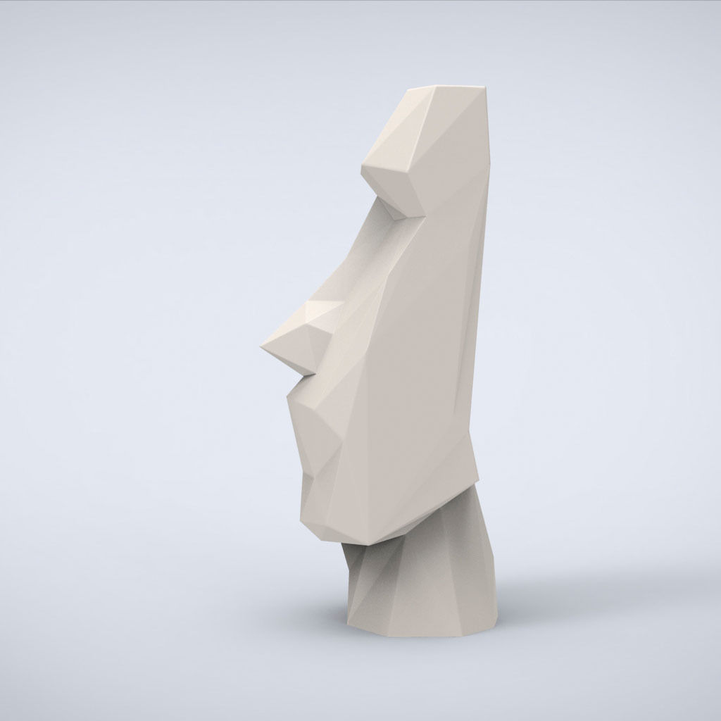 Printable Moai Head Lowpoly Style 3D print model_1