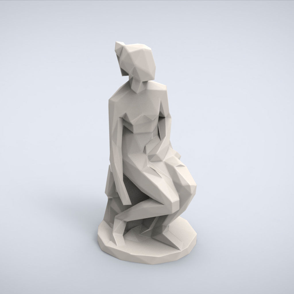 Printable Nymph Lowpoly Style 3D print model_4