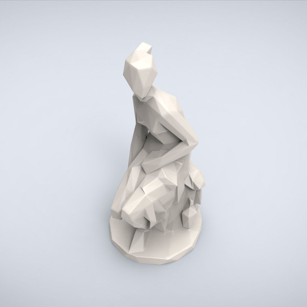 Printable Nymph Lowpoly Style 3D print model_3