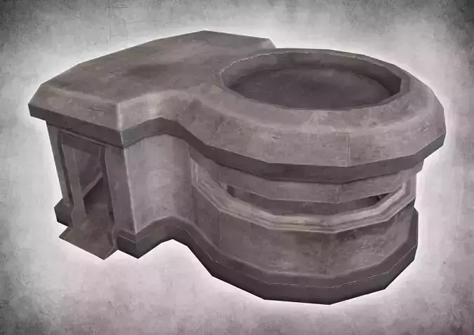 Concrete Bunker Low-poly 3D model