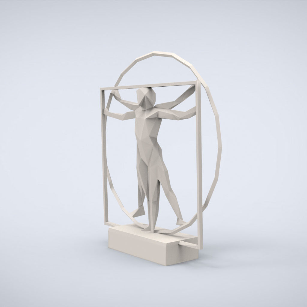 Printable Vitruvian Lowpoly Style 3D print model_2