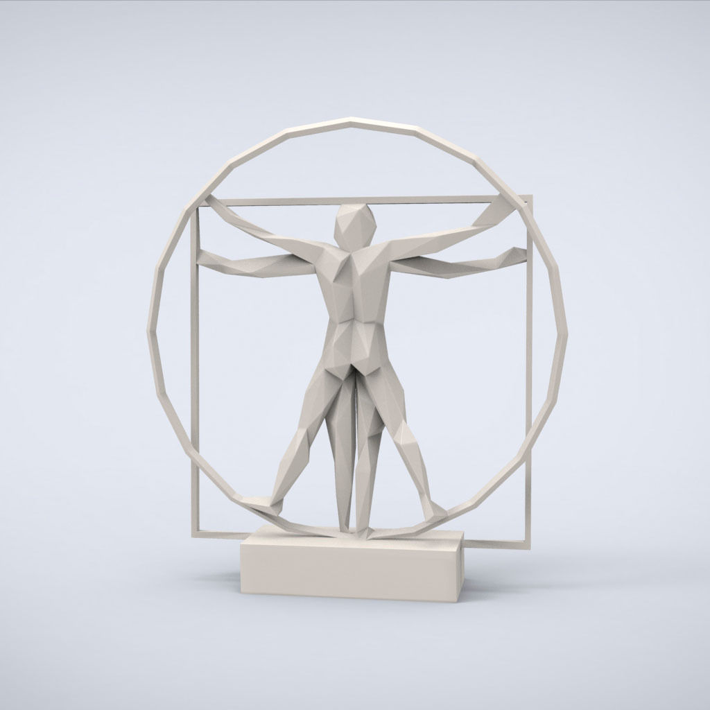 Printable Vitruvian Lowpoly Style 3D print model_3