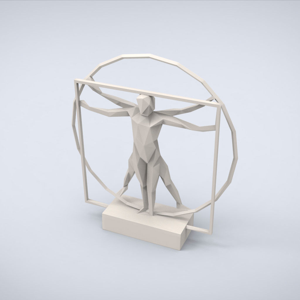 Printable Vitruvian Lowpoly Style 3D print model_4