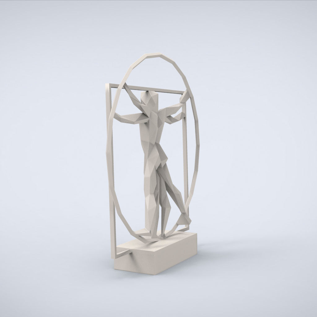Printable Vitruvian Lowpoly Style 3D print model_5