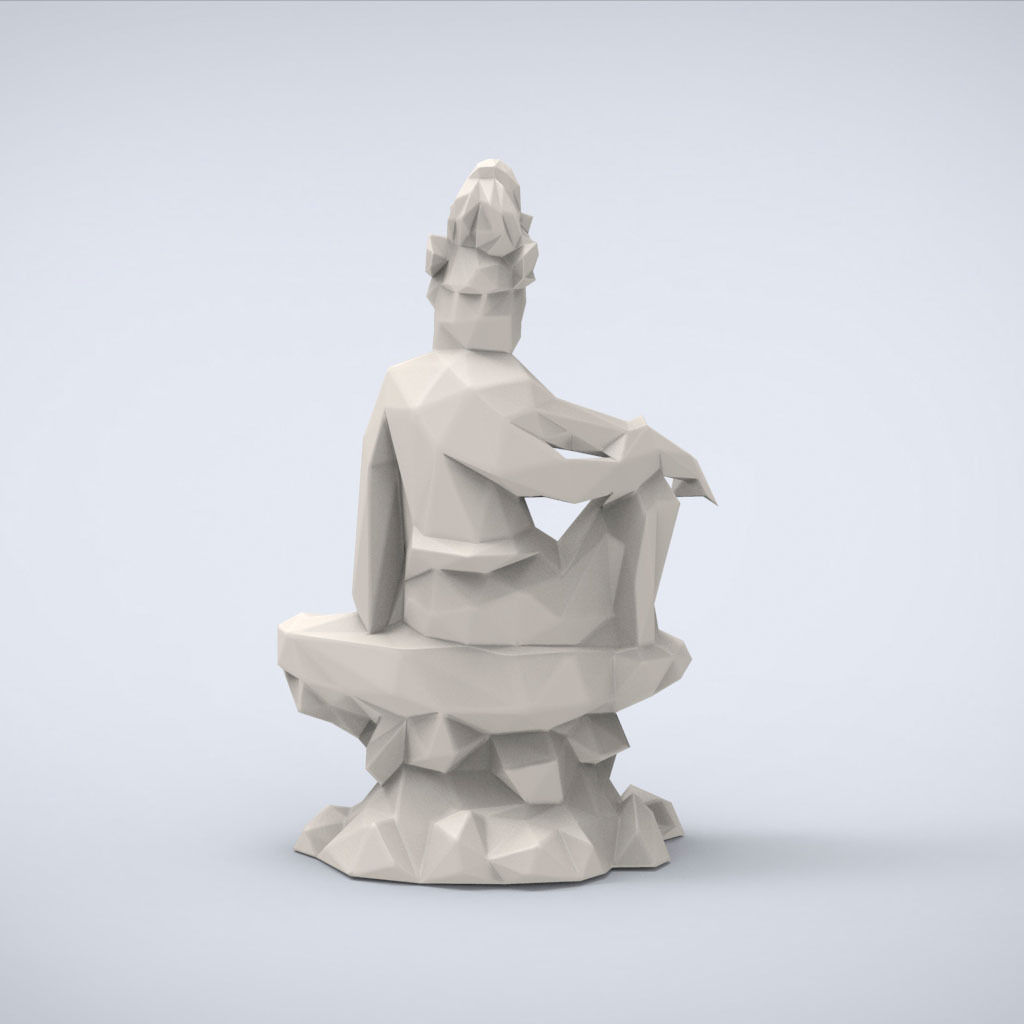 Printable Buddha Shakyamuni Lowpoly Style 3D print model_3