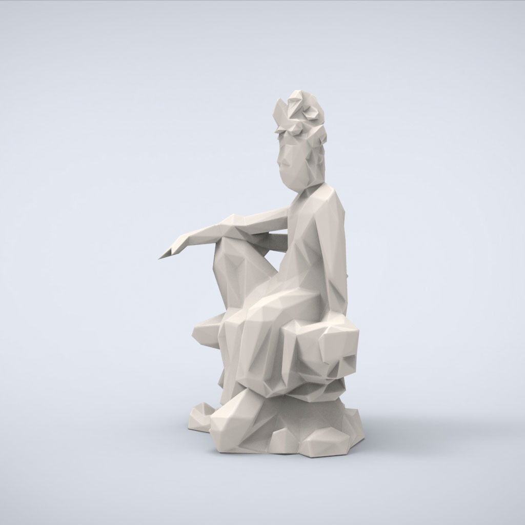 Printable Buddha Shakyamuni Lowpoly Style 3D print model_1