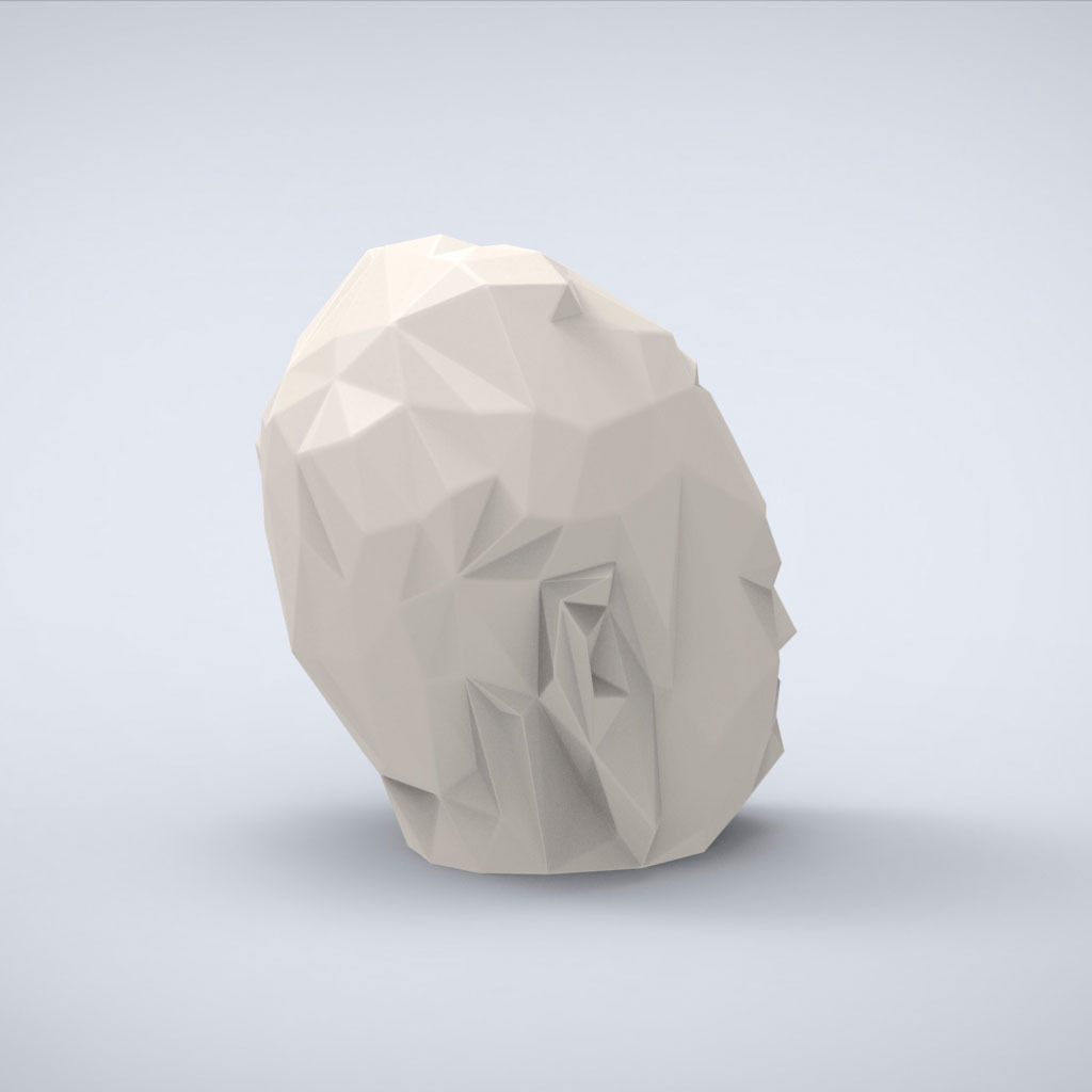 Printable Head if Buddha Lowpoly Style 3D print model_3
