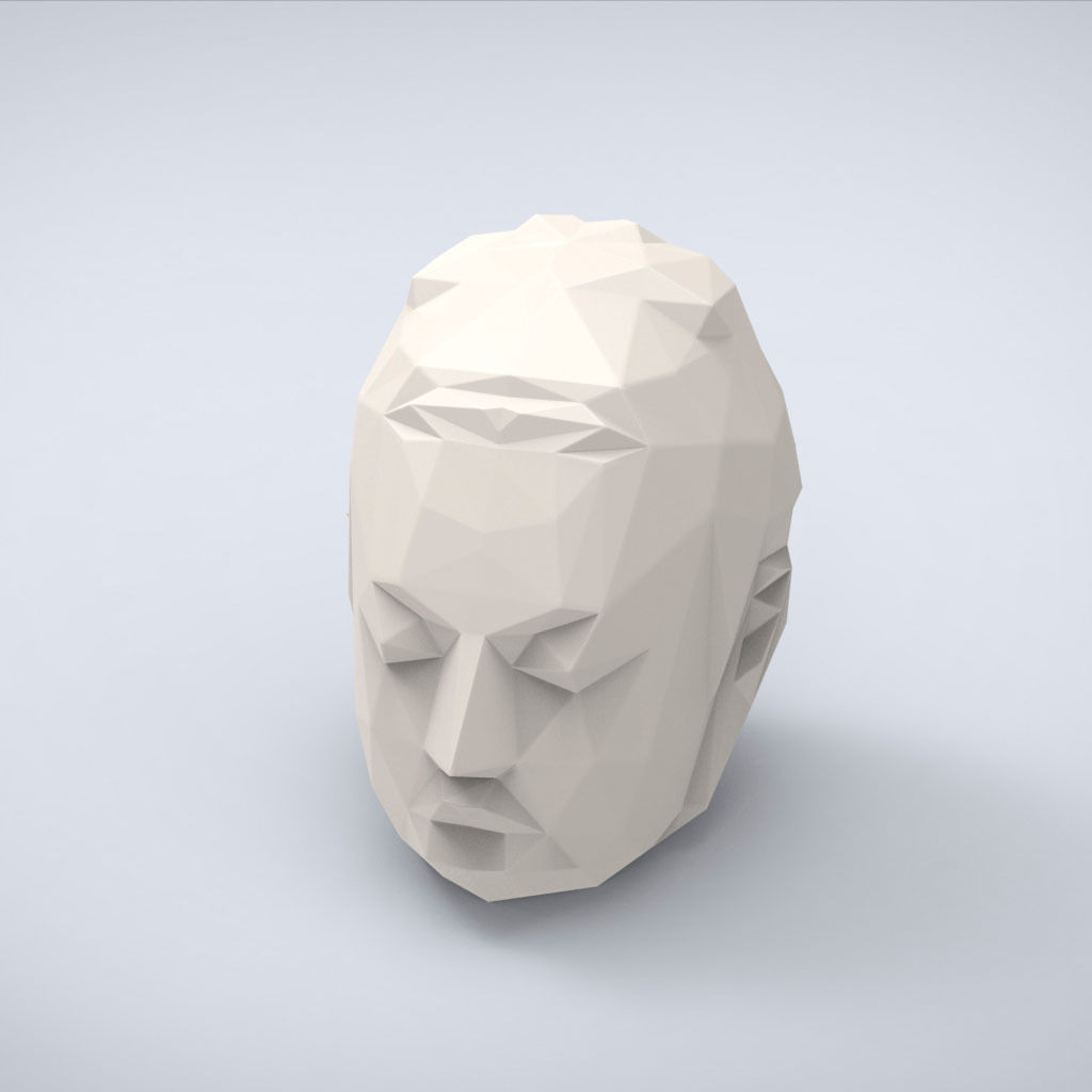 Printable Head if Buddha Lowpoly Style 3D print model_5