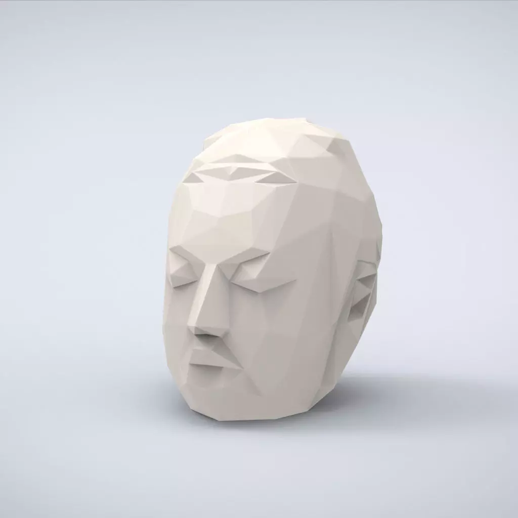 Printable Head if Buddha Lowpoly Style 3D print model_0