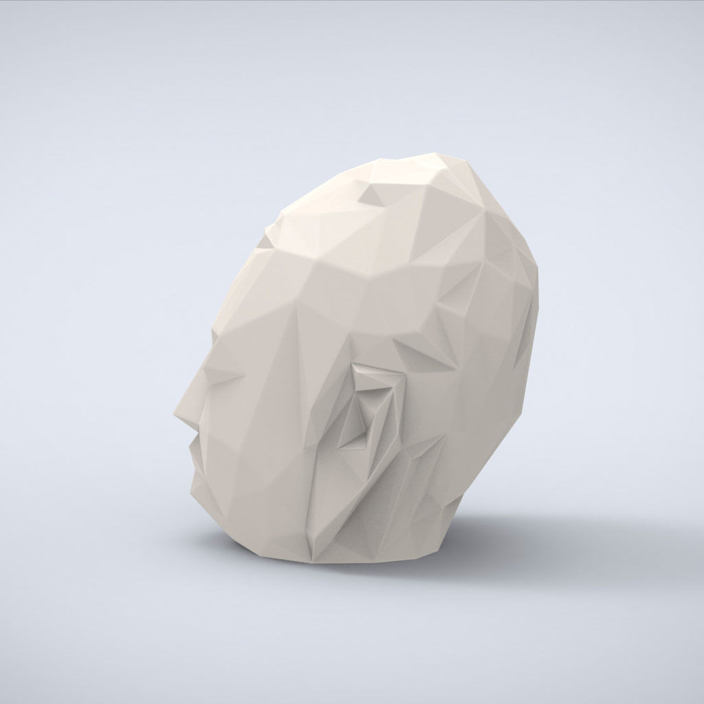Printable Head if Buddha Lowpoly Style 3D print model_2