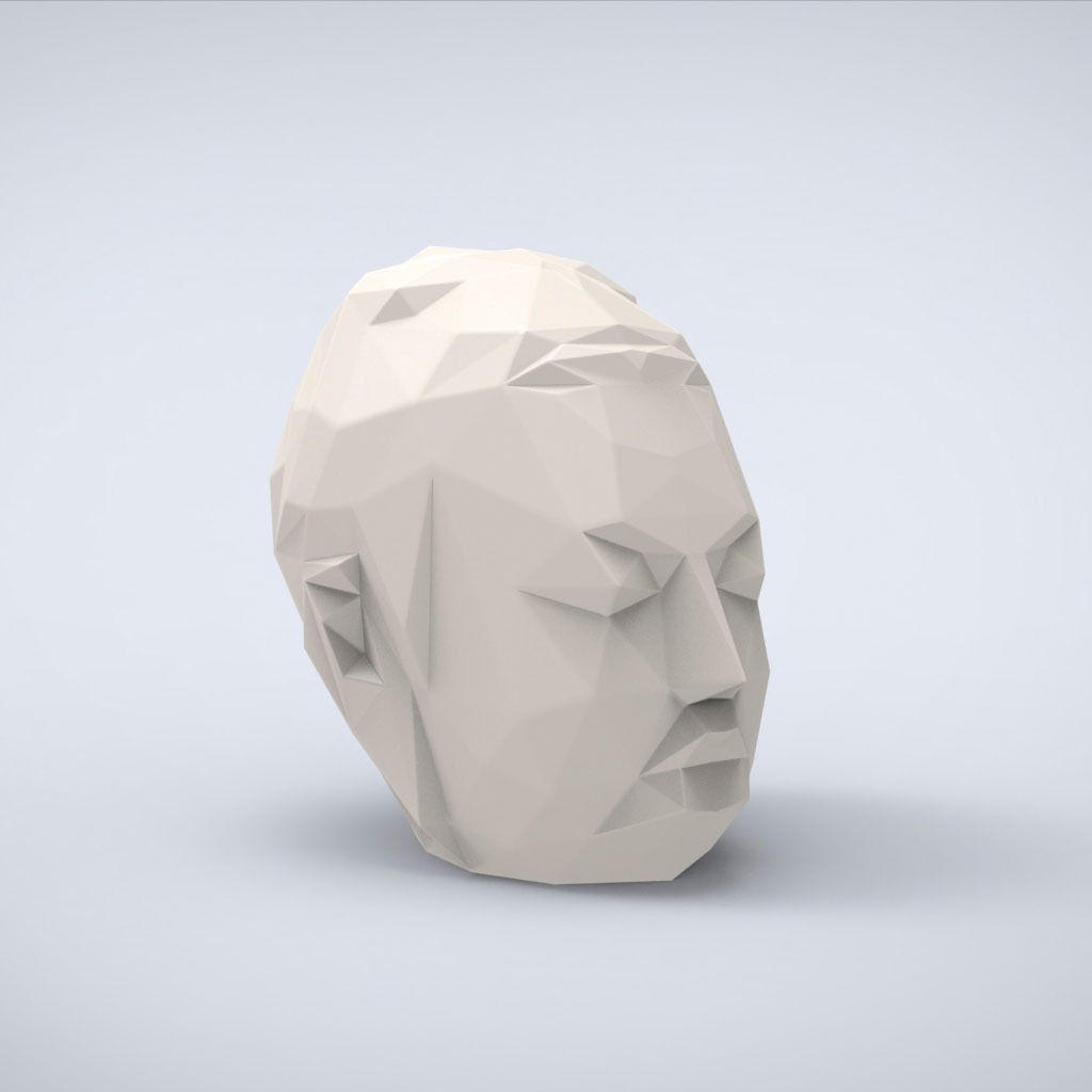 Printable Head if Buddha Lowpoly Style 3D print model_1