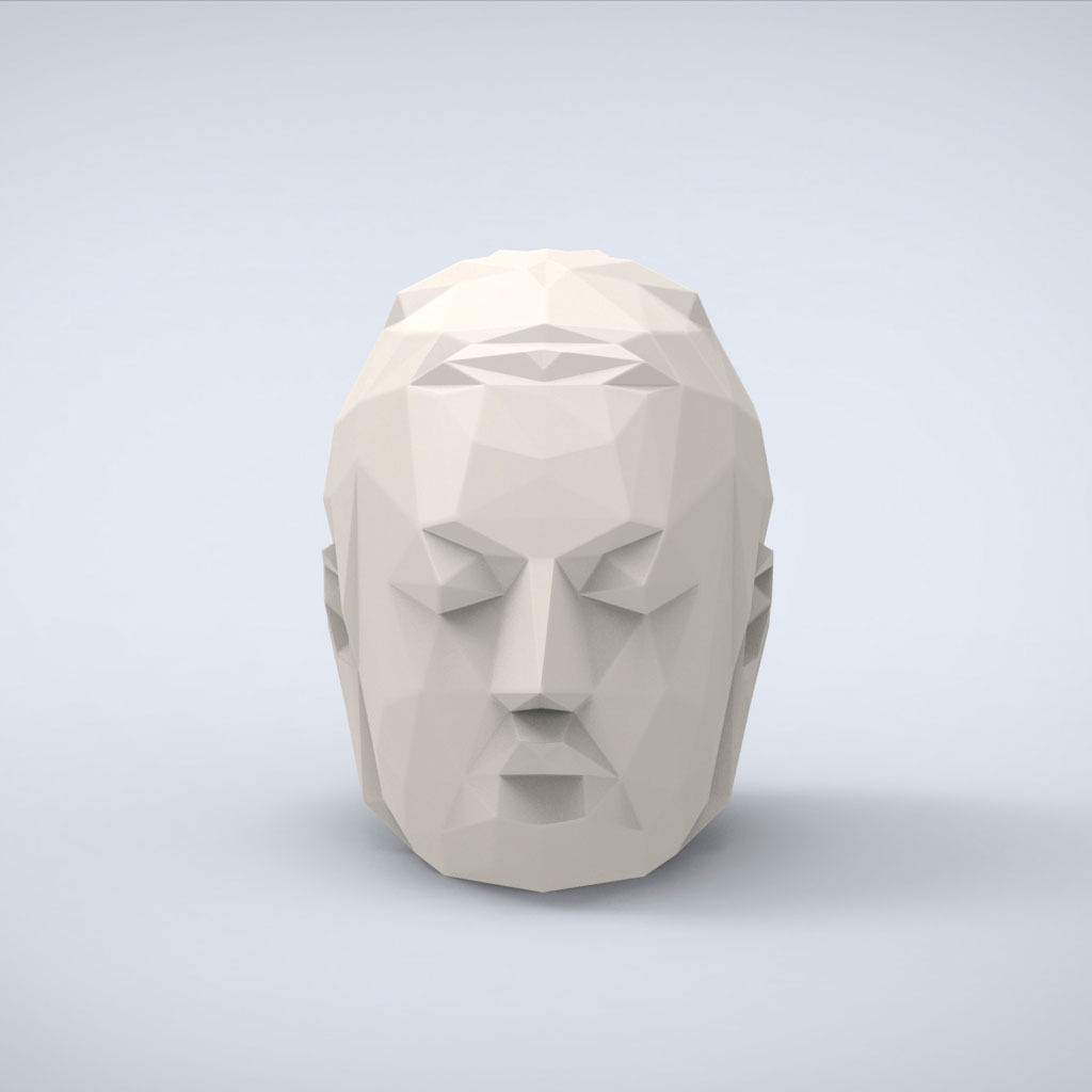 Printable Head if Buddha Lowpoly Style 3D print model_4