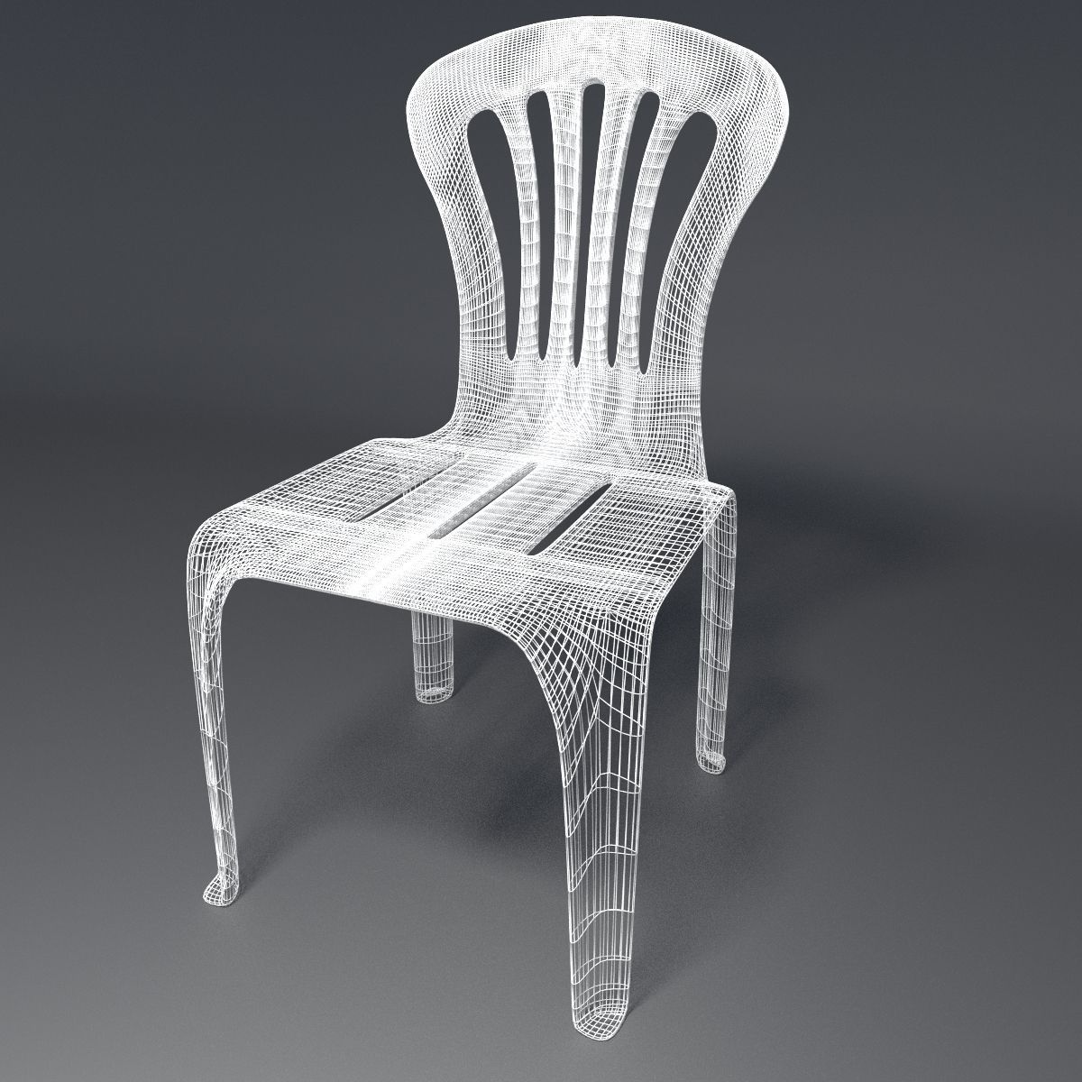 Plastic Chair - 1 - b 3D model_4