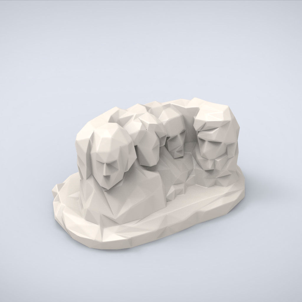 Printable Mount Rushmore Lowpoly Style 3D print model_4