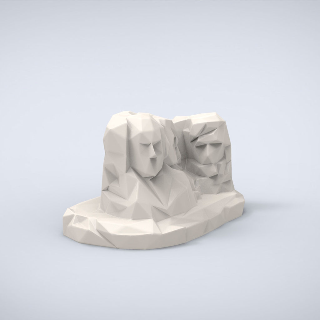 Printable Mount Rushmore Lowpoly Style 3D print model_1