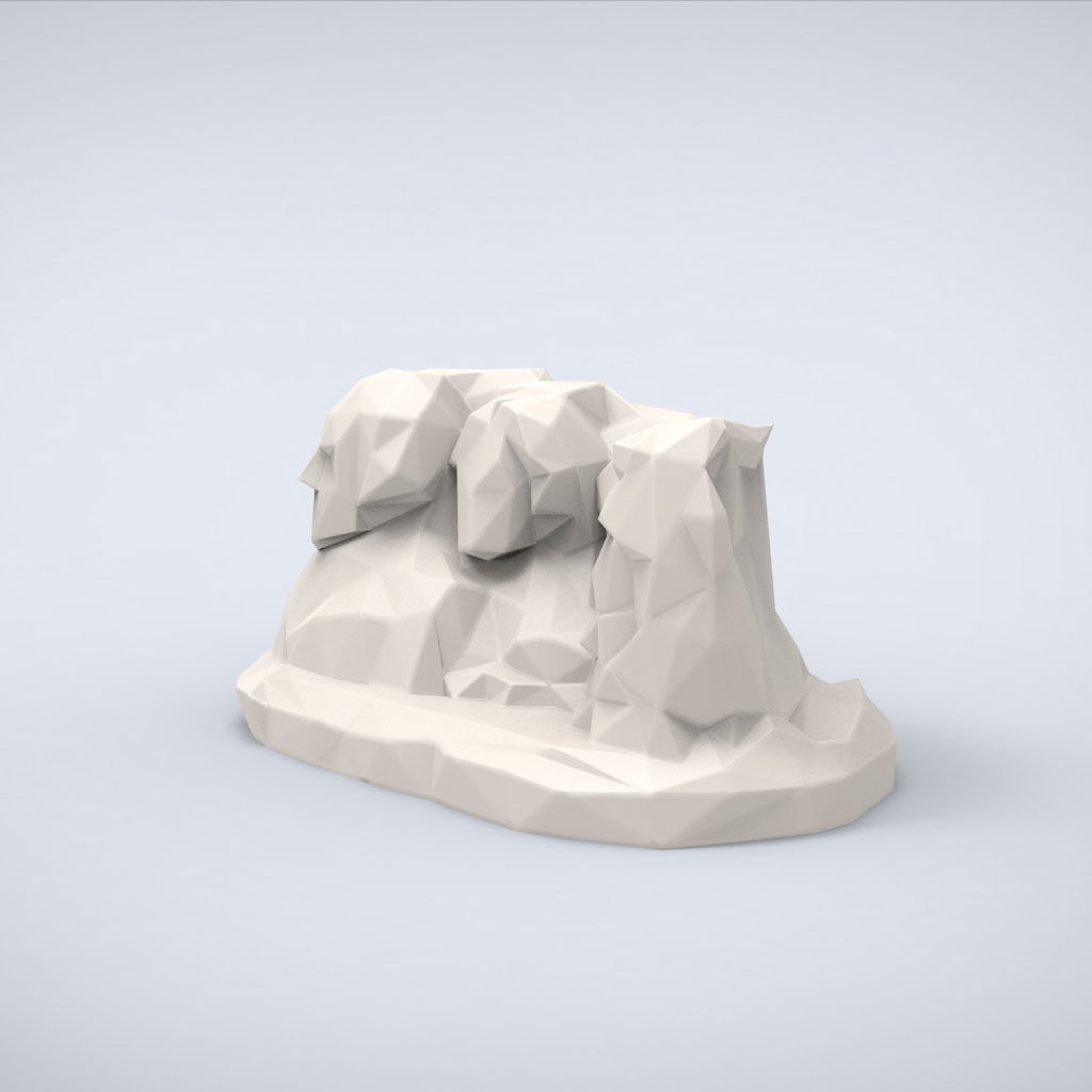 Printable Mount Rushmore Lowpoly Style 3D print model_2