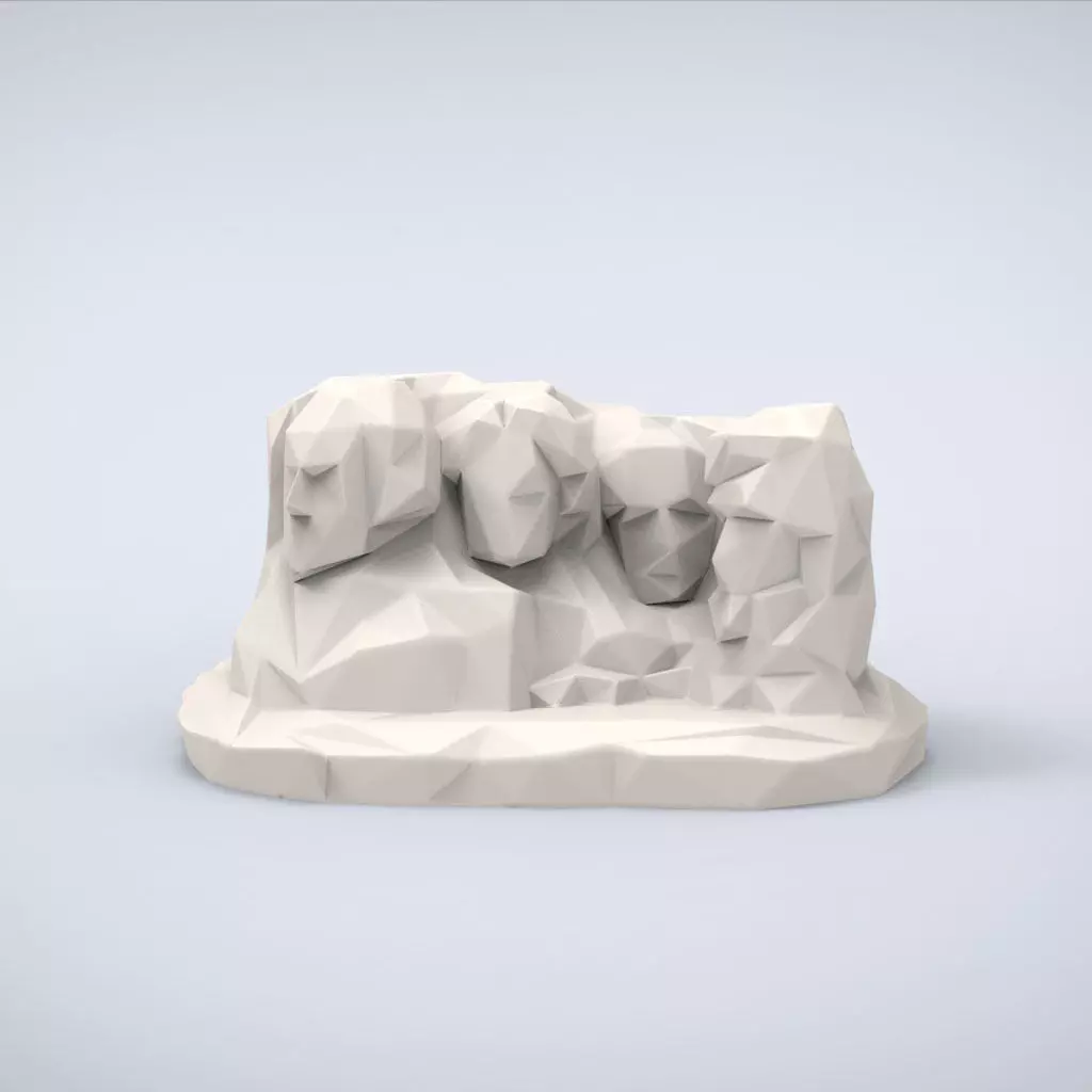 Printable Mount Rushmore Lowpoly Style 3D print model_0