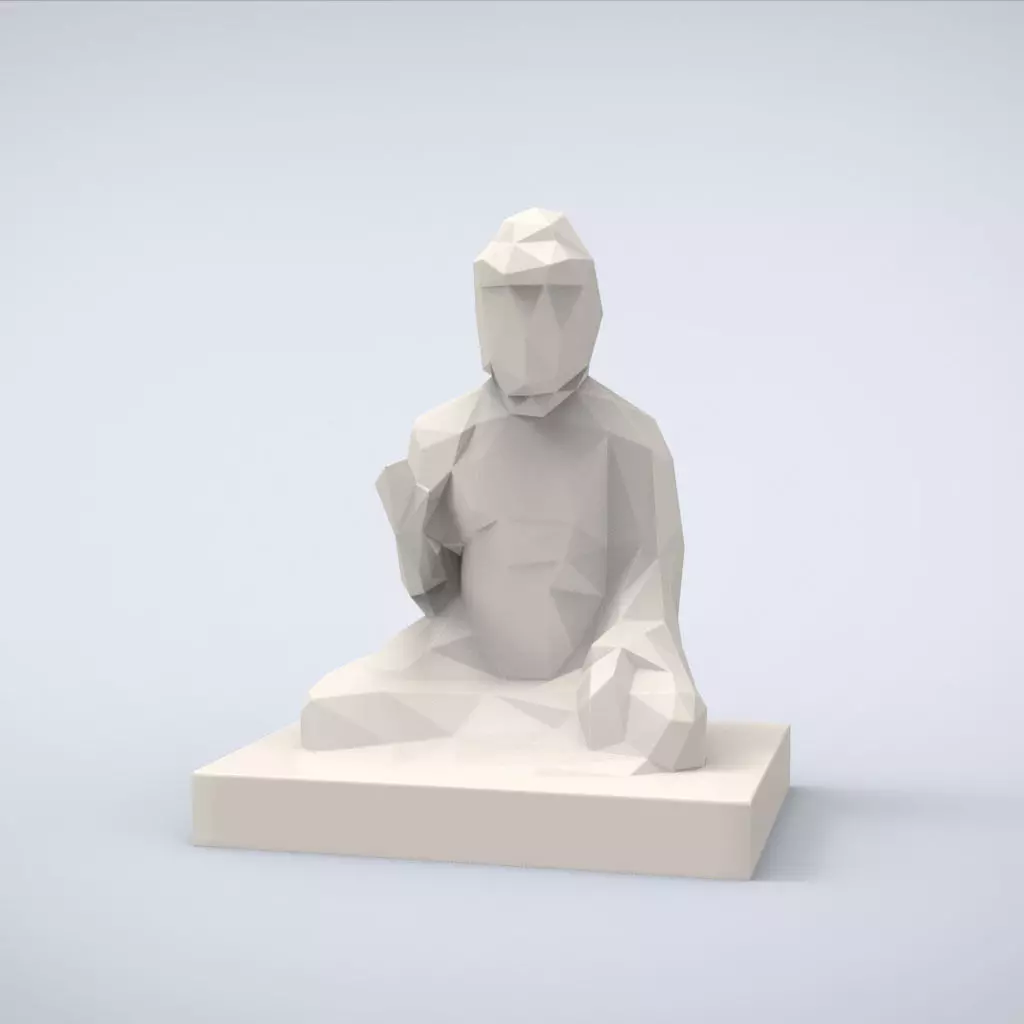 Printable Amida Buddha Lowpoly Style 3D print model_0