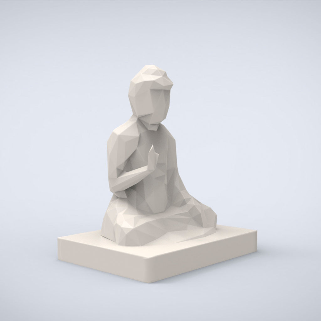 Printable Amida Buddha Lowpoly Style 3D print model_1