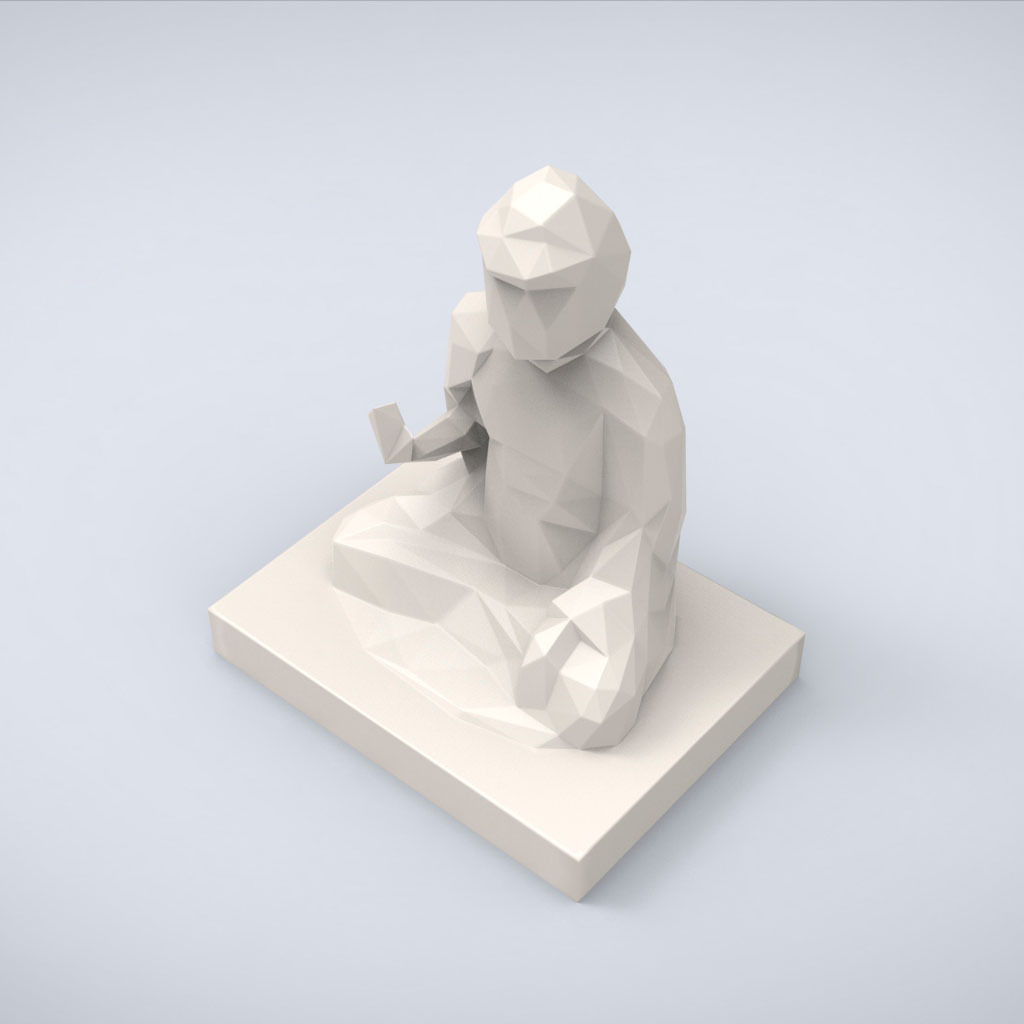 Printable Amida Buddha Lowpoly Style 3D print model_5