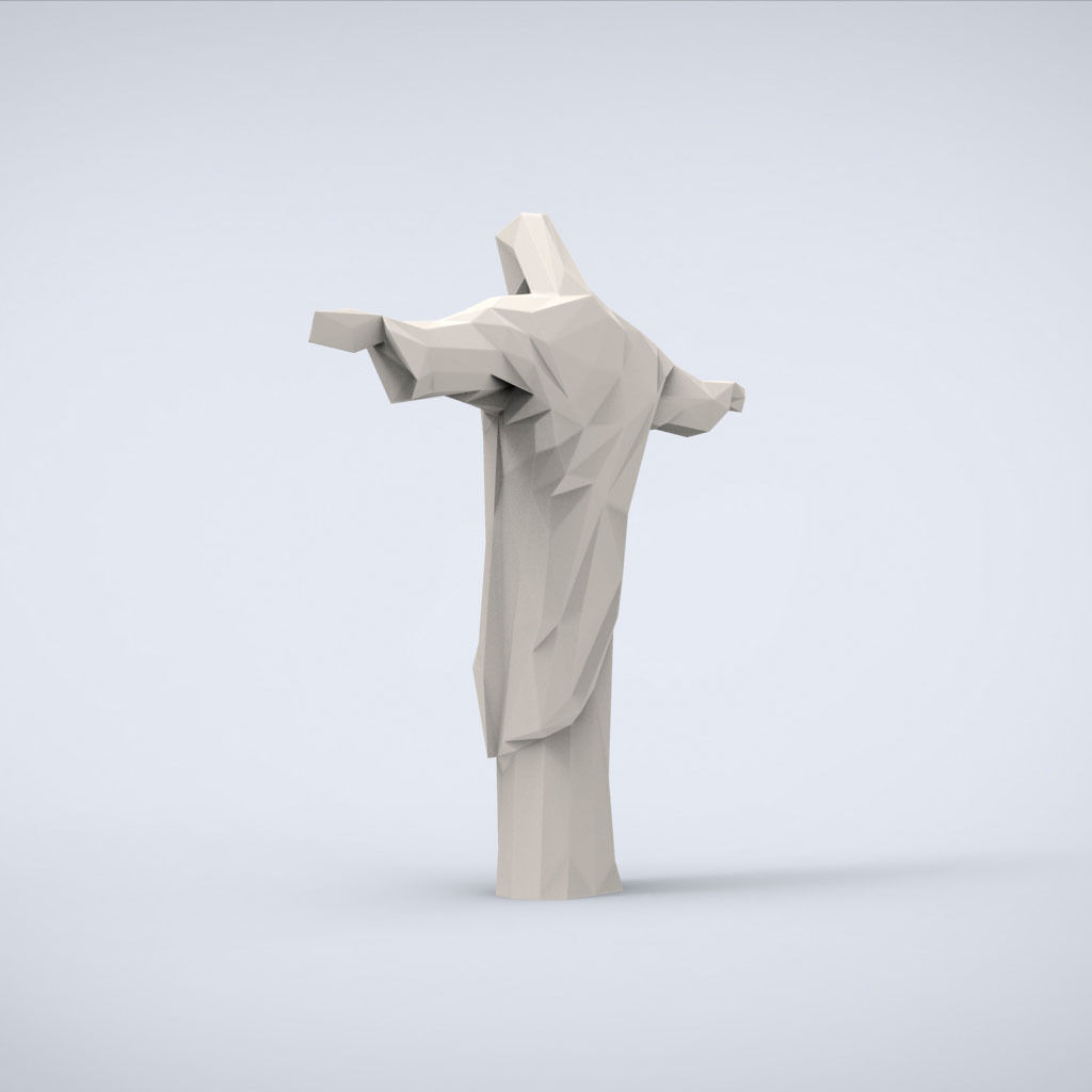 Printable Christ the Redeemer Lowpoly Style 3D print model_4