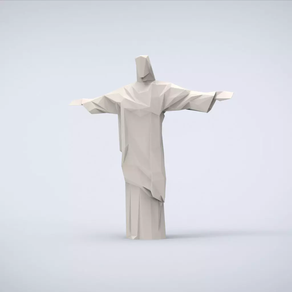 Printable Christ the Redeemer Lowpoly Style 3D print model_0