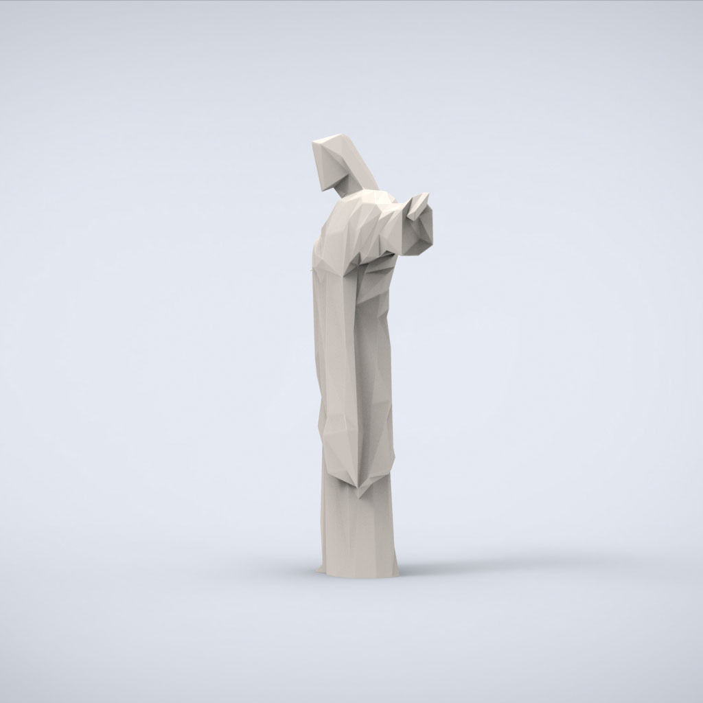 Printable Christ the Redeemer Lowpoly Style 3D print model_2