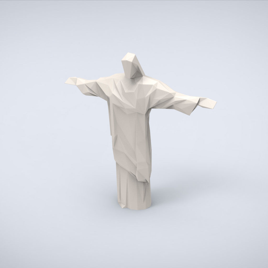 Printable Christ the Redeemer Lowpoly Style 3D print model_5