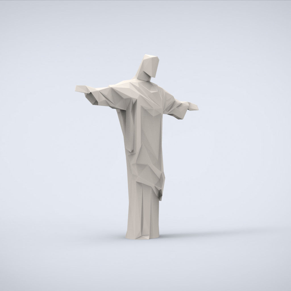 Printable Christ the Redeemer Lowpoly Style 3D print model_1