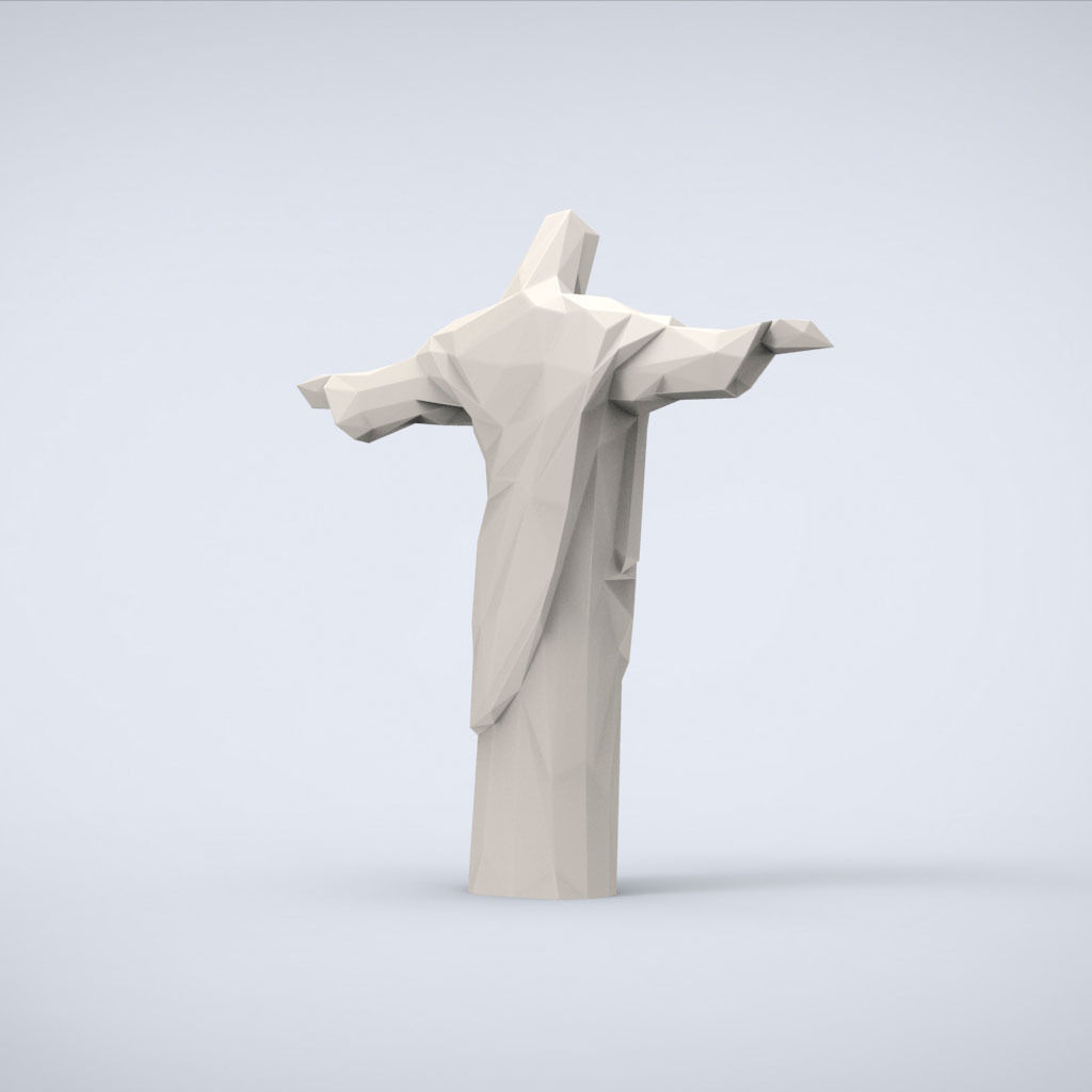 Printable Christ the Redeemer Lowpoly Style 3D print model_3