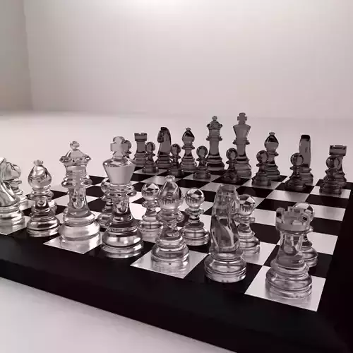 Chessboard chess board with pieces 3D model