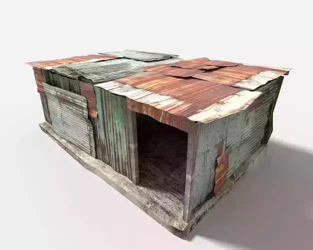 metal plates hut Low-poly 3D model